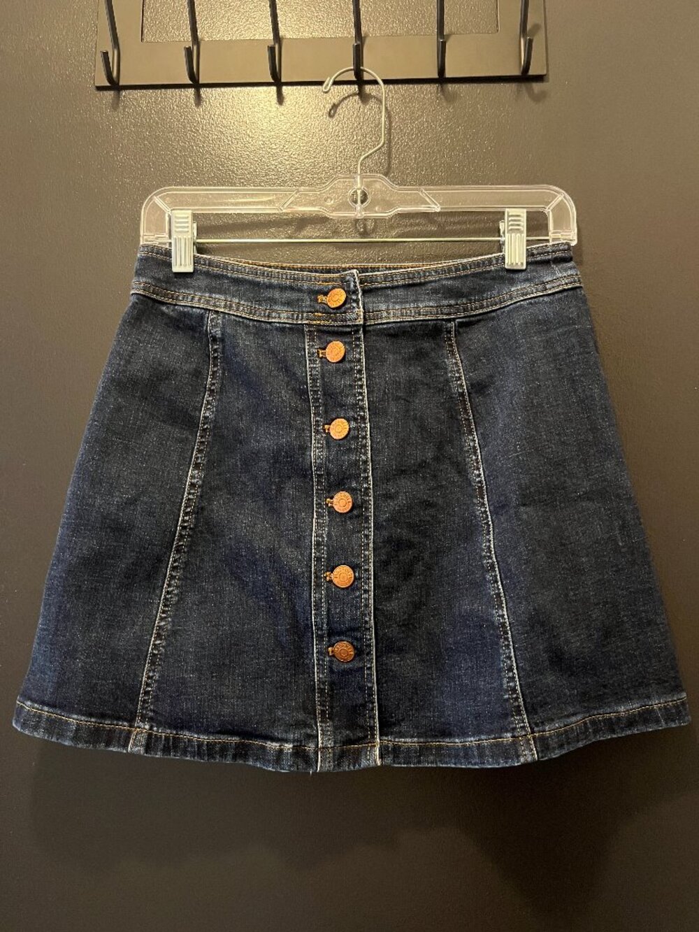 Madewell Button up denim mini skirt